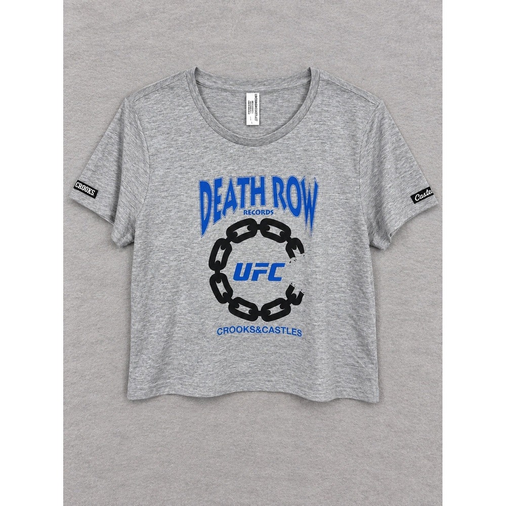 Crooks & Castles Death Row Records UFC Womens Crop T Shirt Large Gray NWT